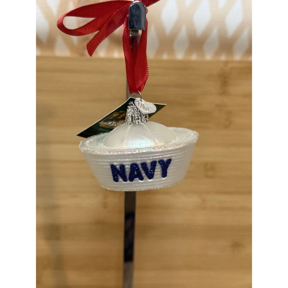 Old World Christmas Navy Cap Holiday Decorative Dixie Cup Sailor Hat Ornament